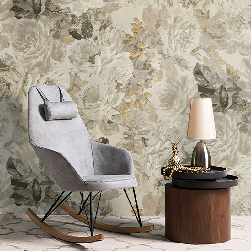 French Classic Oil-Painting Floral Botanical Dye Inkjet-Print Feature Wallpaper