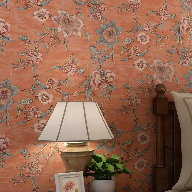 American Pastoral Vintage Rose Botanical Dye Inkjet-Print Feature Wallpaper